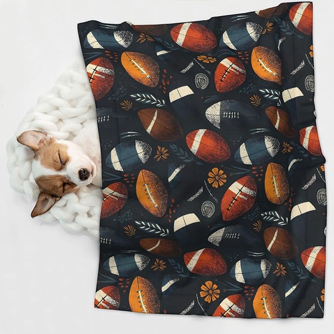 Waterproof Dog Blanket Soft Pet Blanket for Puppy Cat, Fleece Cat Throw Blankets for Furniture Bed Couch Sofa Reversible - Football