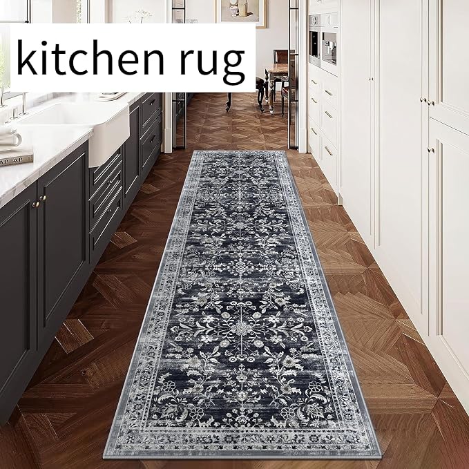 Yamaziot Washable Runner Rug 2x8 – Non Slip Boho Floral Hallway Runner Rug
