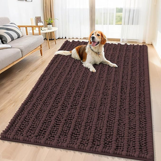 Smiry Dog Door Mat for Muddy Paws 59x35, Absorbent Dirt Trapper, Non-Slip