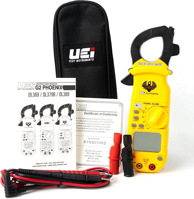 UEi DL369 Digital Clamp Meter HVAC Auto-Ranging 4000 Counts Volt Meter AC Amp