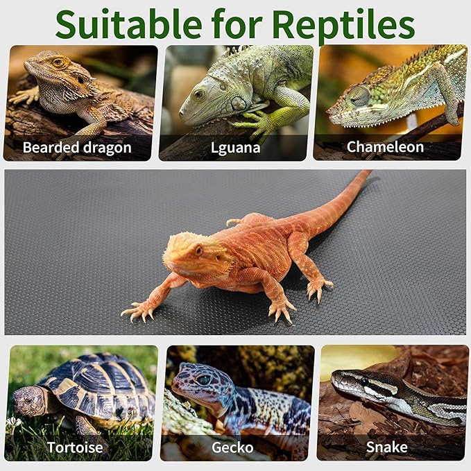 Bearded Dragon Tank Accessories, Reptile Mat, Reptile Terrarium Substrate Liner for Leopard Gecko, Lizard, Snake, Tortoise, Iguana Non-Adhesive Reptile Flooring (18"x72" Grey)