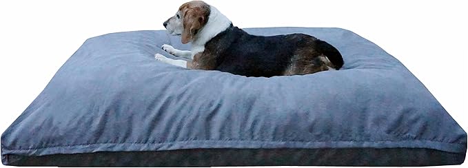 Dogbed4less Medium Memory Foam Dog Bed Pillow with Orthopedic Comfort, Waterproof Liner and Grey Microsuede Pet Bed Cover 37X27 Inches