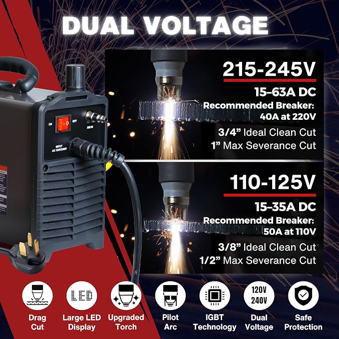 LTP6300D | 63A Non-Touch Pilot Arc Plasma Cutter, Drag-Cut Enabled, Non-HF
