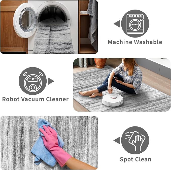 3x9 Washable Runner Rug for Family: Easy-to-Clean Runners for Hallway Entryway