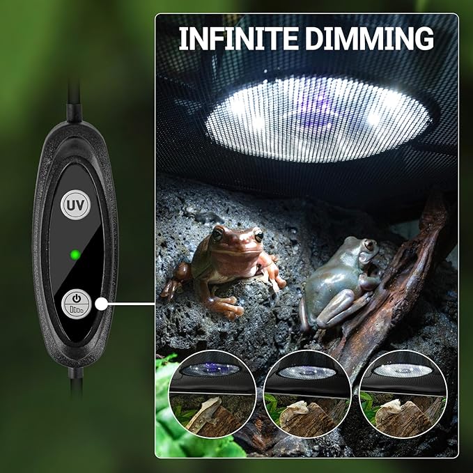 REPTI ZOO UVB Reptile Light with Dimming, LED UVB Light Bulb Fixture for Bearded Dragon Gecko Lizard Turtle Snake, Adjustable Brightness UVA UVB Lamp for Tropical & Desert Reptile