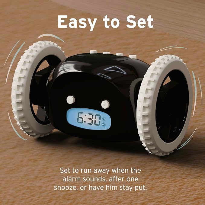 CLOCKY Extra Loud Alarm Clock for Heavy Sleepers on Wheels Rolls Runs Away