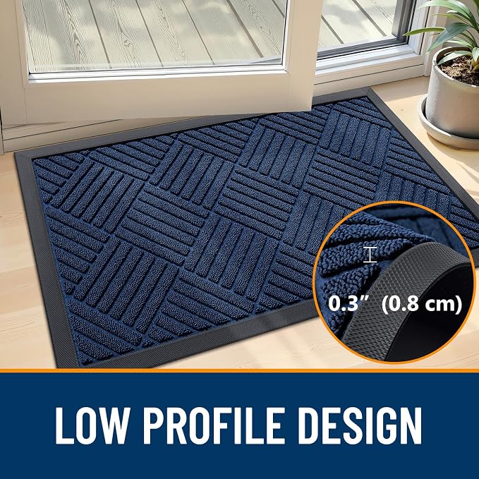 OLANLY Front Door Mat Outside Entrance 29.5x17, Heavy Duty Sturdy Natural
