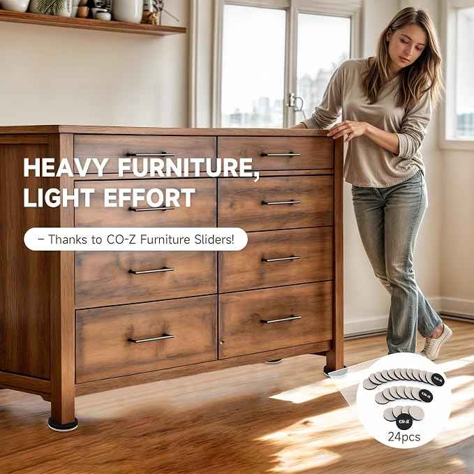 CO-Z 24pcs Felt Furniture Sliders