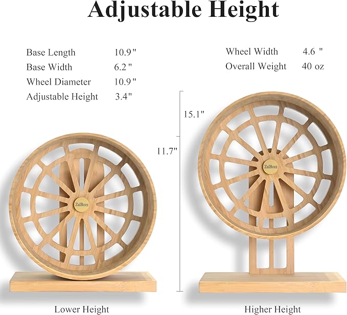 Hamster Wheel – Silent Hamster Toys, 7 Inch Chinchilla Wheel for Syrian, Dwarf Hamsters, Gerbil Wheel – Bamboo Cage Accessories, Exercise Wheel, Small Animal Toy