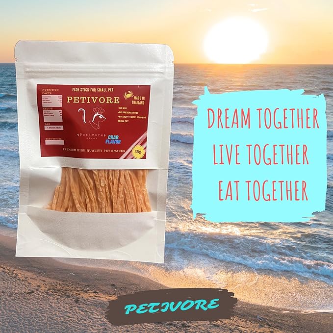 Crab Flavor - Premium Fish Snack for Sugar Glider and Small Exotic Pet - Made from Real Fish - Hamster, Squirrel, Chinchillas, Marmoset - Yummy Treats, Snacks and Food (35g)