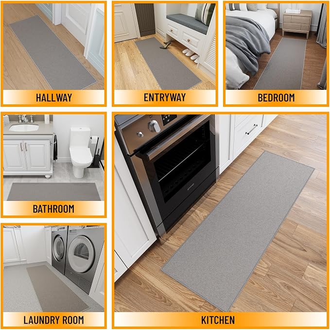 Ottomanson Hallway Runner Rug 1'10" x 6' Non Slip Solid Area Rugs Easy to Clean