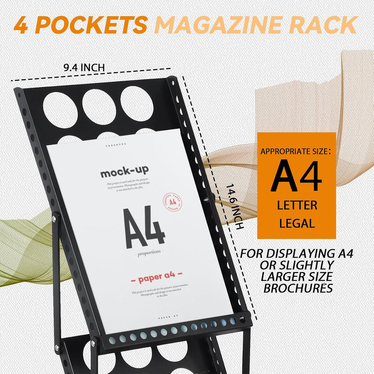 Foldable Magazine Rack Metal Catalog Literature Rack, Literature Stand Rack
