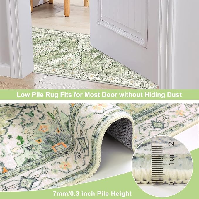 Yamaziot Washable Runner Rug, 2x6 Non-Slip Boho Vintage Hallway Rug Runner