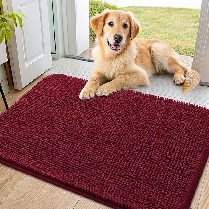 Smiry Dog Door Mat for Muddy Paws 36x24, Absorbent Dirt Trapper, Non-Slip