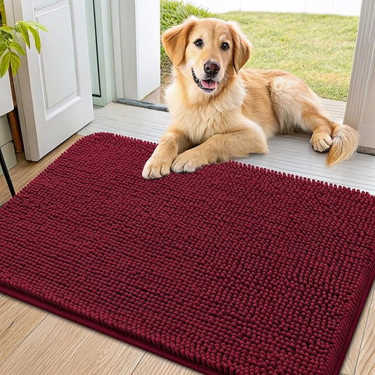 Smiry Dog Door Mat for Muddy Paws 36x24, Absorbent Dirt Trapper, Non-Slip