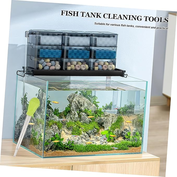 Happyyami 2pcs Manual Fish Tank Cleaner Gravel Adsorber Coral Feeder and Water Transfer Tool Compact Design for Easy Aquarium Maintenance and Waste Removal