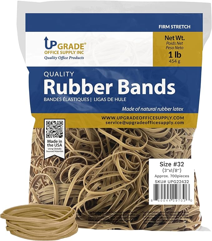 Upgrade Rubber Bands Size 32 (3 x 1/8 in) 700 Bands 1 lb Bag 3 Pack USA