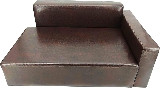 FixtureDisplays Dog Sofa Bed Brown Synthetic Leather Recliner Lounge Chair Couch Seat 30x20x13-27x16 Great for Smaller Dogs Parts Nested. Peel Black Liners to find Smaller Parts. 10058-NPF