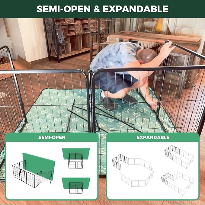 FXW Homeplus Unleashed Indoor Dog Playpen - Stress-Free and Safe Play, Heavy Duty 40 Inch 32 Panels Dog Pen for Medium and Large Dogs, Black│Patented