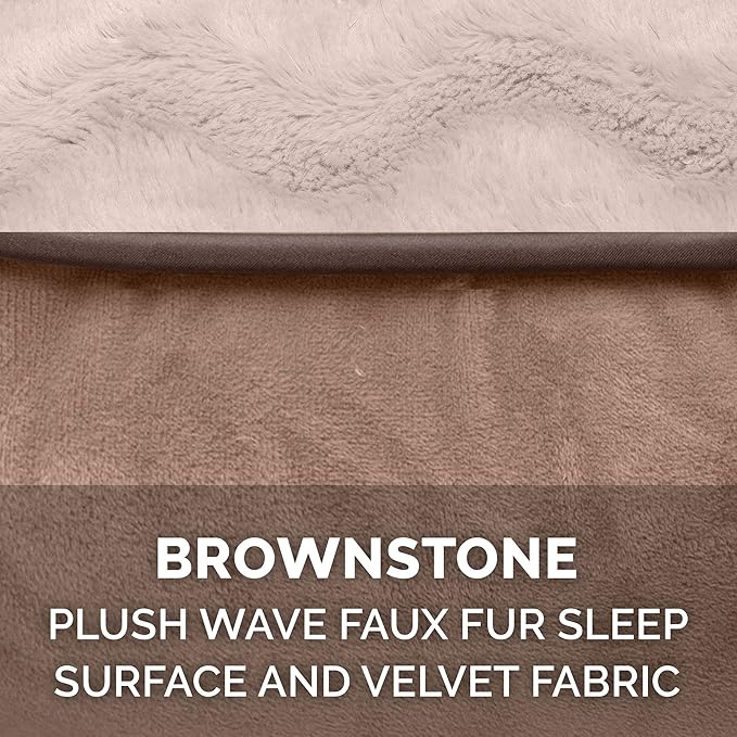 Furhaven Orthopedic Dog Bed for Large Dogs w/ Removable Bolsters & Washable Cover, For Dogs Up to 125 lbs - Plush & Velvet Waves Perfect Comfort Sofa - Brownstone, Jumbo Plus/XXL