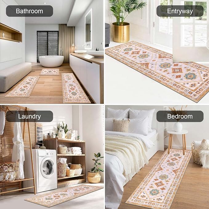HEBE Boho Kitchen Rug Sets 3 Piece