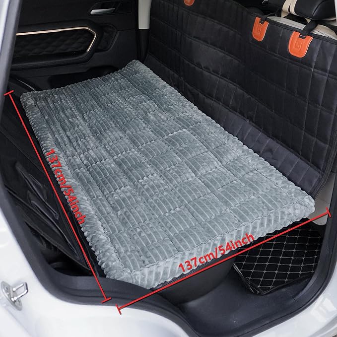 Washable Large Dog Bed for Cars, Dog Car Seat Cover for Backseat, Anti-Slip Pet Sleeping Mat, Car Seat Protector, Travel Pet Pad for Trucks and SUV (Gray, 24.8" x 54")