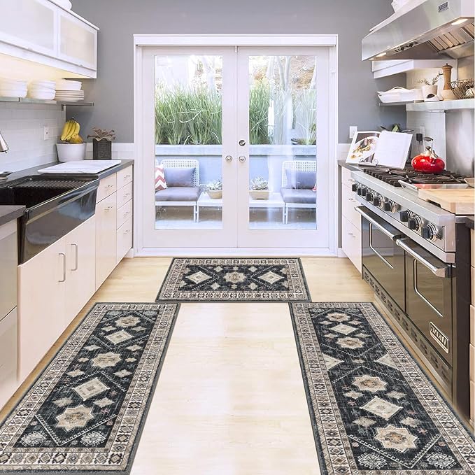 HEBE Boho Kitchen Rug Sets 3 Piece