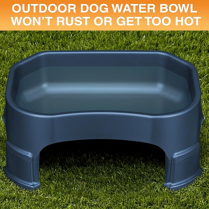 Neater Pet Brands Extra Large Water Bowl for Dogs, Elevated Outdoor Dog Water Bowl (1.25 Gallon XL Capacity), Big Trough Style Food Dish for Indoors or Outside, No Spill Large Dog Bowls, Dark Blue