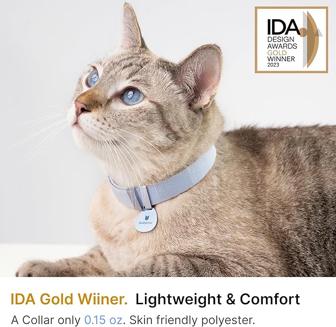 Safety Cat Collar Pro - U.S. IDA Gold Awarding Design, Elastic Quick Release Cat Collar with Buckle Non Breakaway - Lightweight for Kitten All Small Large Cats (Linen, M 7.9-15.7")