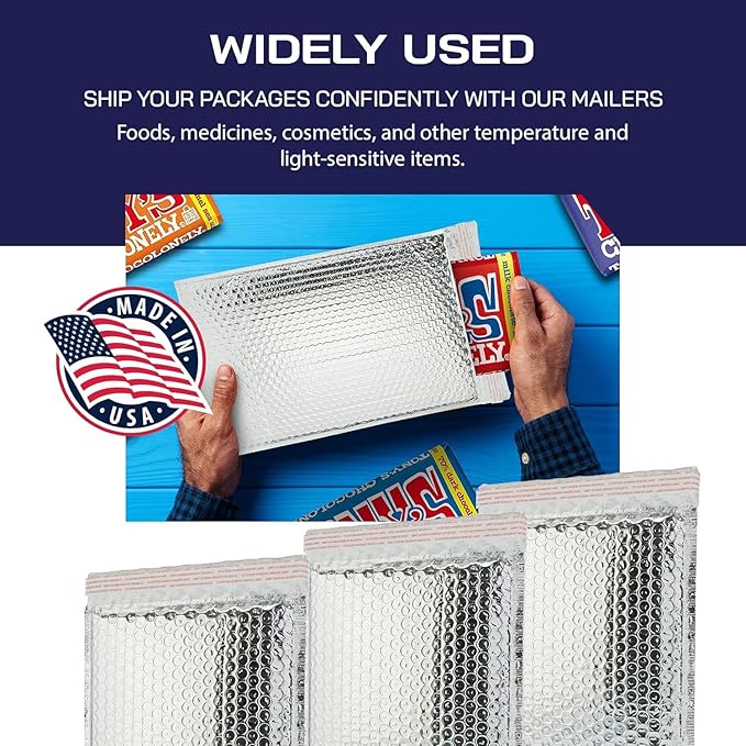 500-Pack Insulated Silver Thermal Bubble Mailers 10 x 11 - Waterproof Metallic Foil Self-Sealing Padded Envelopes for Cold Shipping, Perishables, Food, Cosmetics, Pharmaceuticals