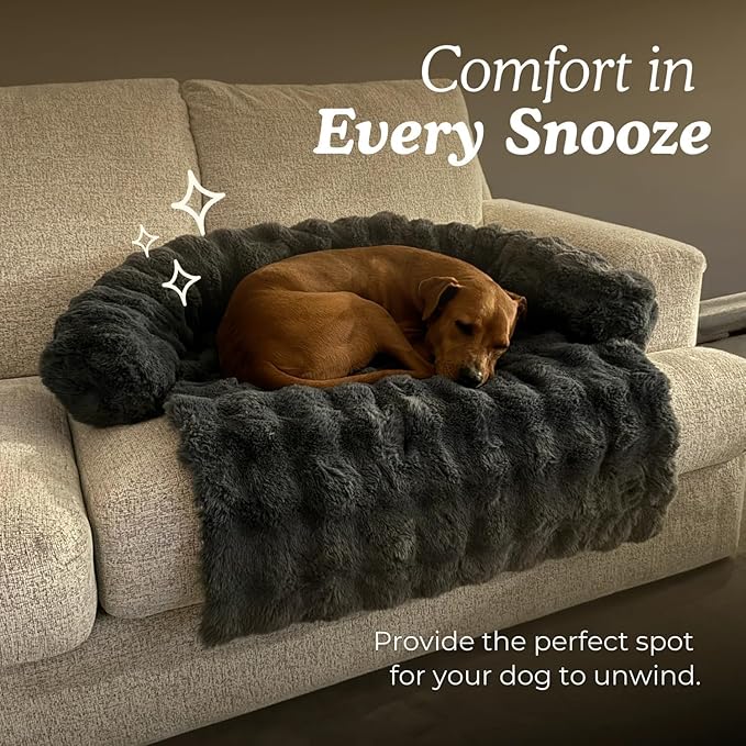 Cloud Pet Sofa Bed, Ultimate Comfort Warm Couch Cover with Fluffy Plush, Anti-Slip Machine Washable Pet Bed Easy to Maintain for Furniture Protector (Beige(29.5 * 29.5in))