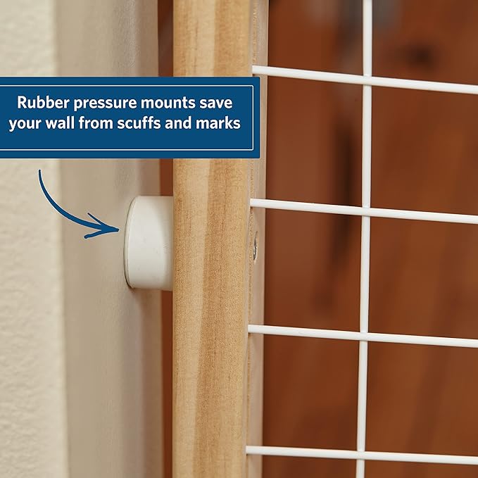 MidWest Homes for Pets Wire Mesh Pet Safety Gate, Dog Gate Expands From 29 - 50 Inches Wide, 32 Inches Tall, Wood, Powder Coated Wire