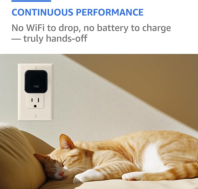 ALPHA TECH Indoor Camera with 160° Wide Angle, Plug in Offline Camera, No WiFi or App, Local SD Storage for Home Use