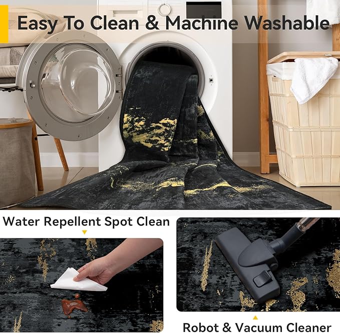 RELEANY Washable Area Rugs 4x5 Non-Slip Modern Abstract Soft
