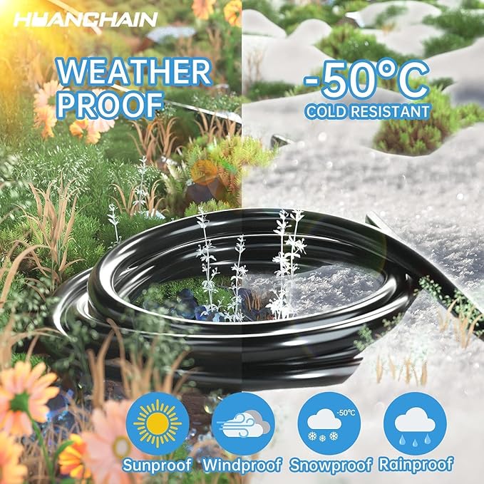 HUANCHAIN Indoor Outdoor Black Extension Cord 3 ft Waterproof, 16/3 Gauge Flexible Cold-Resistant Appliance Extension Cord Outside, 13A 1625W 16AWG SJTW, 3 Prong Electric Cable, ETL
