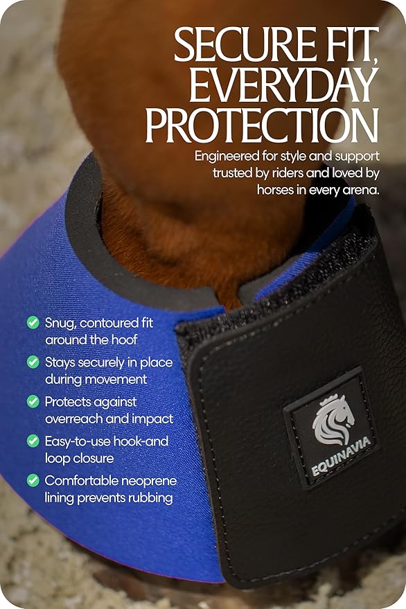 Equinavia Toki Bell Boots for Horses | Neoprene Overreach Boots - Royal Blue - S