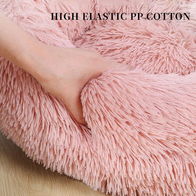 Warming Round Dog Bed for Small, Medium and Large Dogs & Cats, Short & Long Plush Pet Bed, Luxurious Faux Fur Donut Cuddler, Bolster Pet Bed & Sofa, Machine Washable 60CM 24Inch