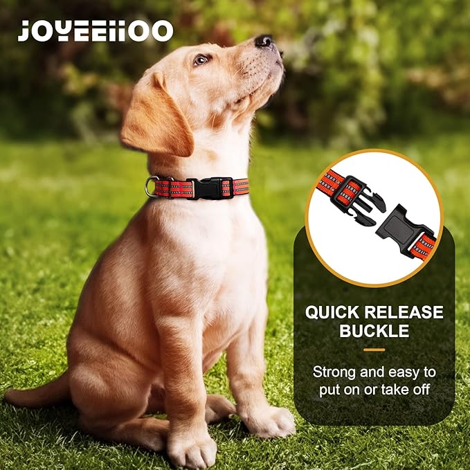 Martingale Dog Collar, Adjustable Nylon Reflective Collar with Quick Release Buckle (Bright Orange, Extra Large)