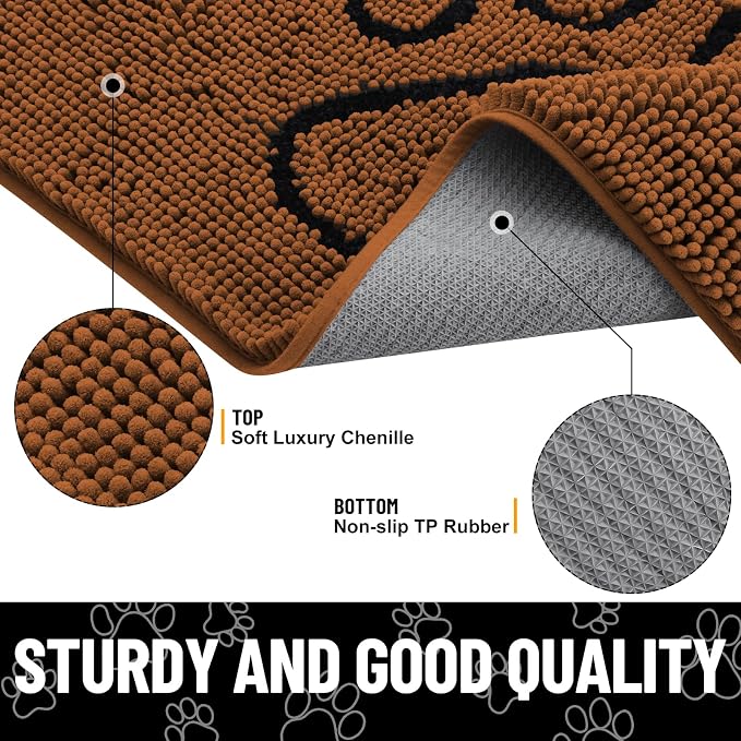 Smiry Dog Door Mat for Muddy Paws, Absorbent Dirt Trapper Non Slip Quick Dry