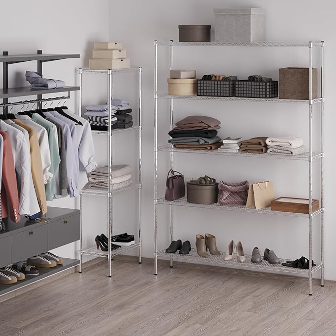 14" Deep x 60" Wide x 86" Height Wire Shelving Kit | 5-Tier | NSF Commercial Storage Rack Unit