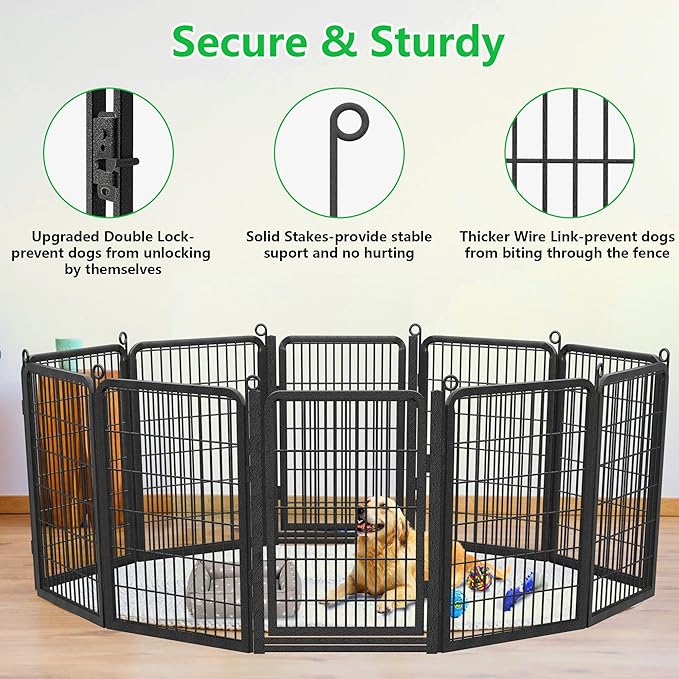Decorative Garden Fence with Gate, 40 in(H) x 32 ft(L) Rustproof Metal Fence Panels No Dig Fence with Full Panel Gate, Dog Fence Outdoor for Yard, Animal Barrier Garden Fencing for Yard