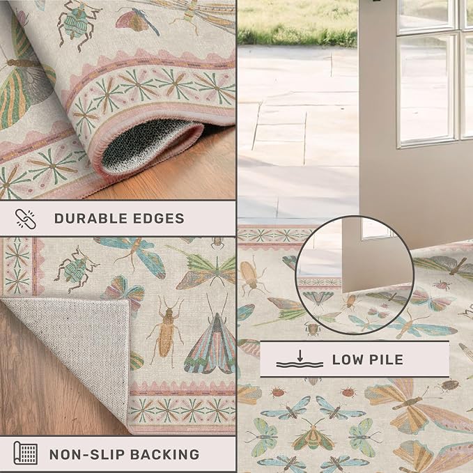 Flower Area Rug for Girls Bedroom