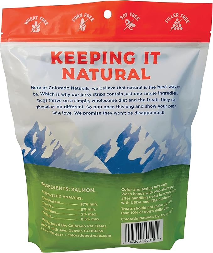 Colorado Naturals Salmon Jerky Chips Dog Treats 16 oz Beef Jerky Chips Dog Treats 6 oz – All-Natural, Made in USA, No Fillers or Preservatives – Great for Muscle Development