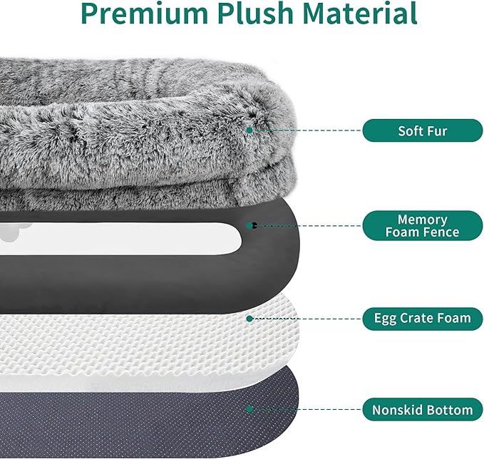 DWVO Human Dog Bed for Adult, 79" L X 43" W Large Human Size Dog Bed with Blanket and Pillow, Removable Cover, Grey