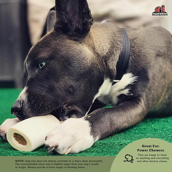 Redbarn Large Filled Bones for Dogs, Beef Flavor - Made in USA Long Lasting Stuffed Femur Treat for Aggressive Chewers - Case of 15