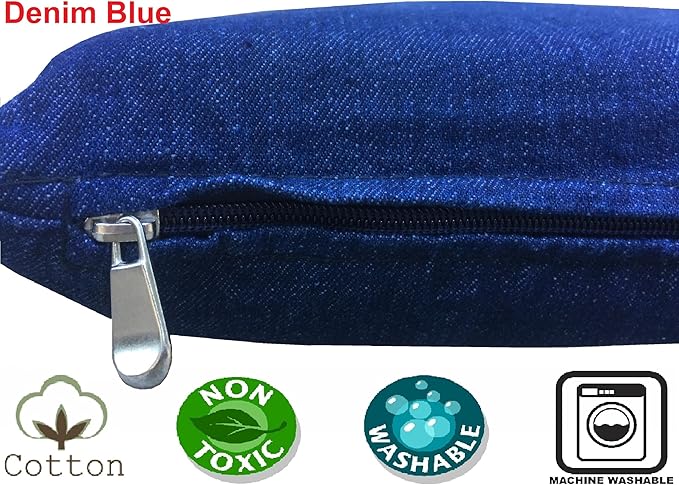 Dogbed4less Shredded Memory Foam Pillow Dog Bed with Waterproof Liner and Machine Washable Cover (Blue Denim, Large 48"X29")