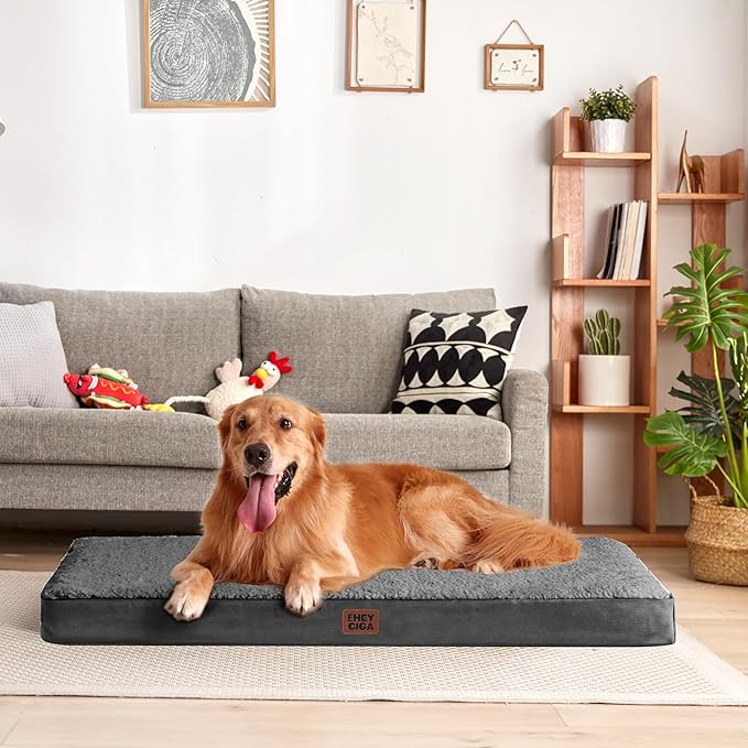 EHEYCIGA Orthopedic Medium XL XXL Dog Beds for Medium Large Extra Large Dogs with Removable Washable Cover for Crate,Grey, 36 * 27 * 3.5 inches
