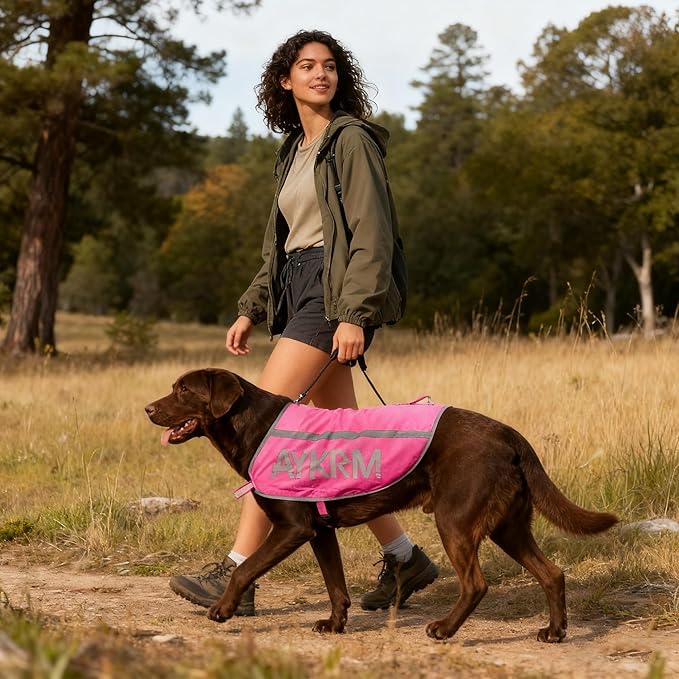 Pink Reflective Dog Vest for XXLarge Breeds,High Visibility Dog Safety Vest Harness with Removable Bell Keep Safe from Hunting, Training & Cars Accidents