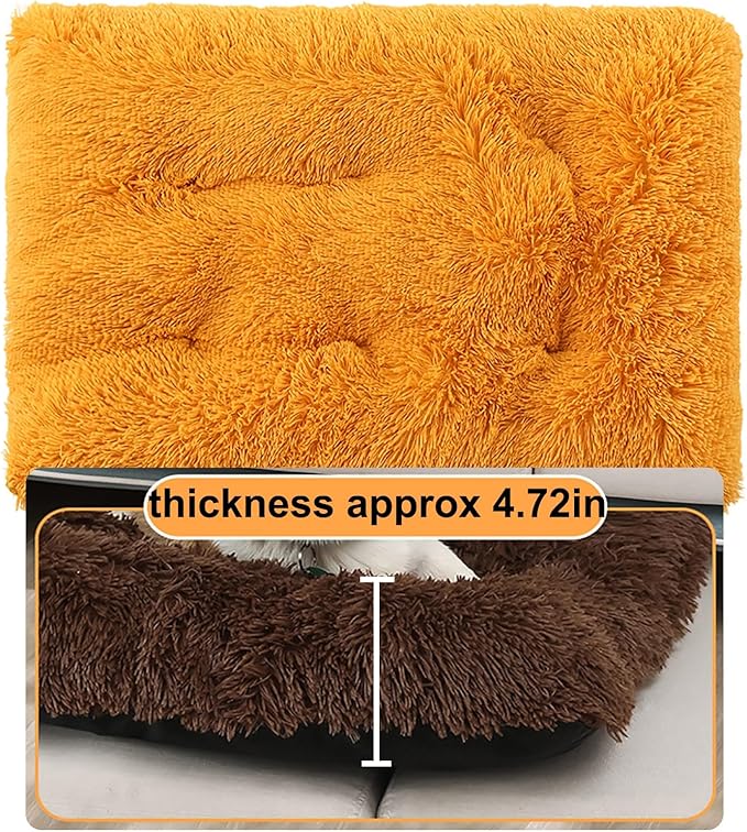Dog Crate Mat, Dog Bed for Large Dogs, Comfy Fluffy Kennel Pad Anti-Slip for Dog beds & Furniture, Quilted Dog Bed for Pets for Medium/Small Dogs Cats (Color : Yellow, Size : 25x18)