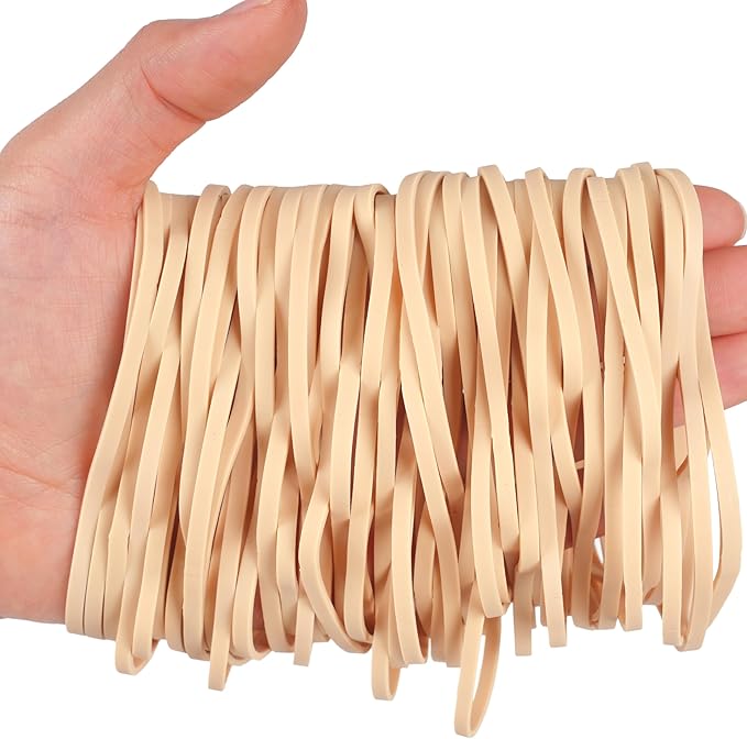 Rubber Bands 150Pcs 4.8inch Big Elastic Rubber Band Beige Large Rubber Bands for Office Supplies File Folders Litter Box (4 4/5" x 1/8")